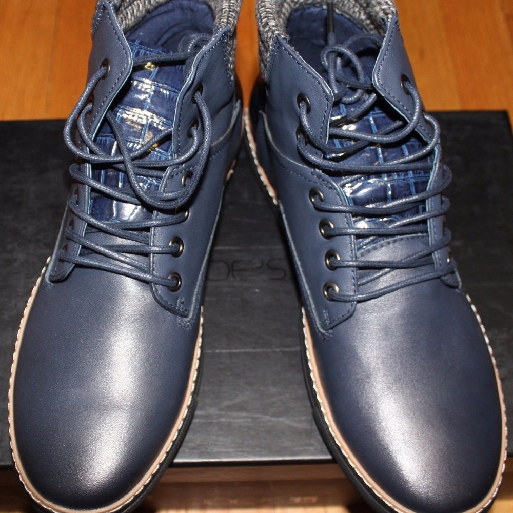 JOES JEANS BENNY NAVY LEATHER HIGH TOP SNEAKER